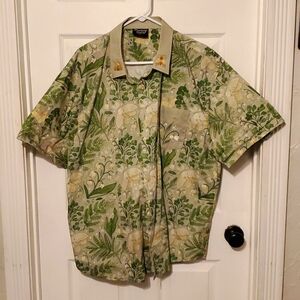 Button down shirt botanical pattern, 3X